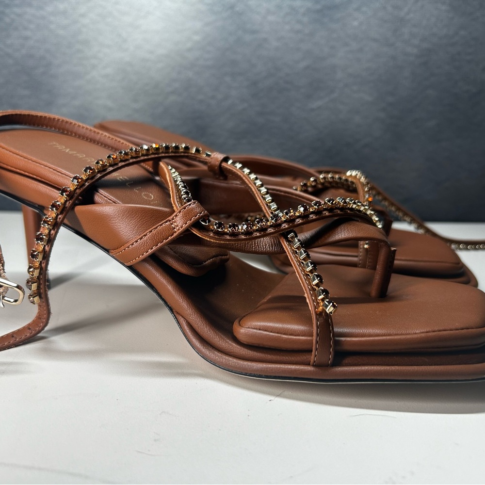 Tamara Mellon Brown Strappy Women's Sandals made in Italy - Picture 9 of 9